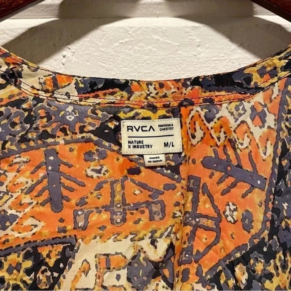 RVCA Lycia Blue Print Boho Fringe Kimono Top size M/L - Picture 8 of 13